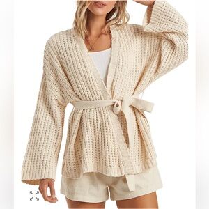 Billabong Those Days Belted Cardigan, EUC, Cream, Size Small